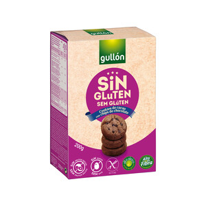 GULLÓN Galleta sin gluten con chips de chocolate, elaborado especialmente para celiacos .GULLON 200 g.