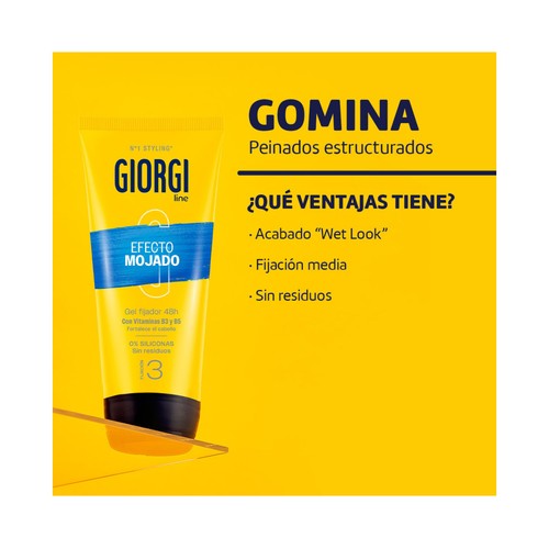 GIORGI Efecto mojado Gel fijador de cabello (fijación 3) hasta 48 horas 170 ml.