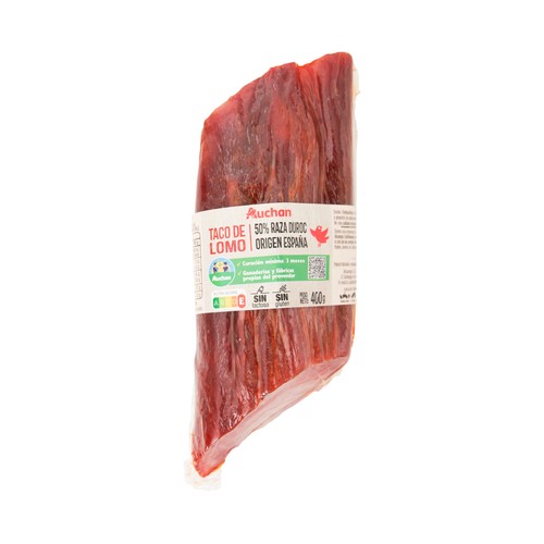 ALCAMPO CULTIVAMOS LO BUENO  Taco de lomo embuchado (50% raza Duroc) y con un mínimo de 3 meses de curación  400 g.