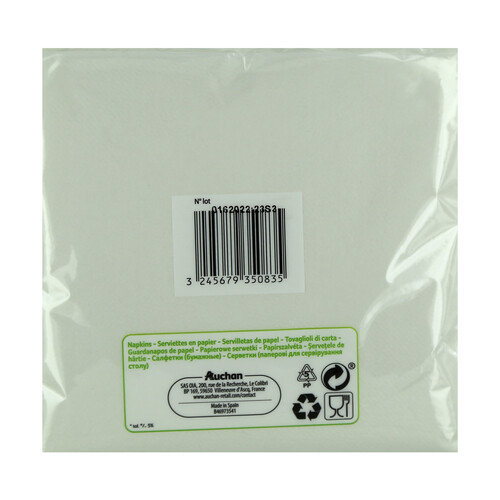 ACTUEL Servilletas de papel desechables 30 x 30 cm 1 capa blancas ACTUEL 100 uds.