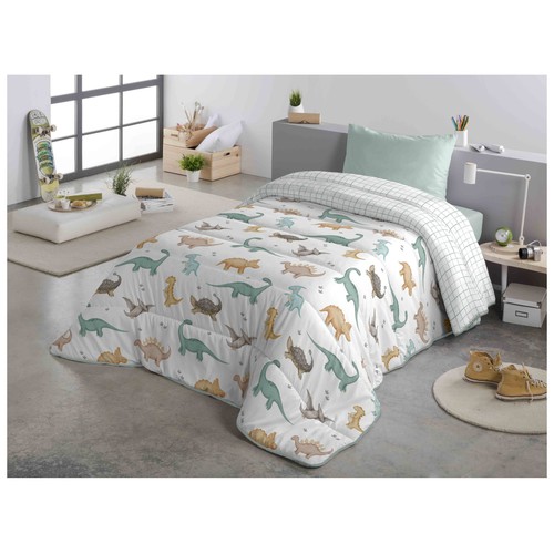 Edredón reversible para cama 90/105 180x260cm 300GRS infantil, modelo Dinos. NATURALS