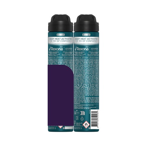 REXONA Men advanced protection invisible Desodorante en spray para hombre con protección 72 horas 2 x 200 ml.