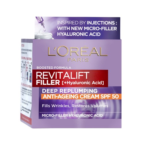 L´ORÉAL PARIS Revitalift filler 50 ml Crema de día rellenadora de arrguas y con FPS 50.