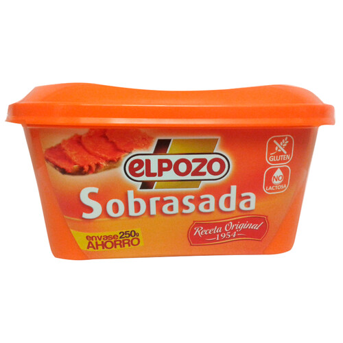 EL POZO Tarrina de sobrasada elaborada sin gluten y sin lactosa EL POZO 250 g.