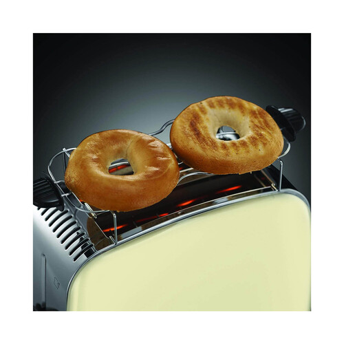 Tostador RUSSELL HOBBS Classic Cream 23334-56, 2 ranuras, 1100W, termostato, bandeja recogemigas, calienta panecillos.