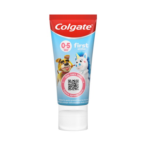 COLGATE Pasta de dientes infantil sabor fresa para niños de 0 a 5 años 2 x 50 ml.
