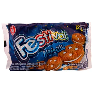 FESTIVAL Galletas tipo sandwich rellenas con crema sabor vainilla 403 g.