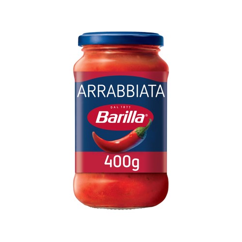 BARILLA Salsa Arrabbiata con base de tomate y pimientos rojos 400 g.
