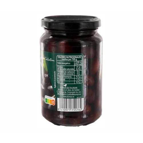 PRODUCTO ALCAMPO Collection Frasco de aceitunas negras naturales de Aragón con hueso 200 g.
