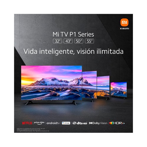 Televisión 139,7 cm (55") LED XIAOMI 55P1E 4K, HDR10+, SMART TV, WIFI, BLUETOOTH, TDT T2, USB reproductor, 3HDMI, 60HZ.