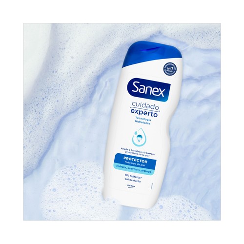 SANEX Cuidado experto protector Gel hidratante para ducha o baño, para todo tipo de pieles 600 ml.