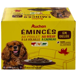 PRODUCTO ALCAMPO Alimento completo para perros adultos a base diferentes carnes 12 x 100 g.