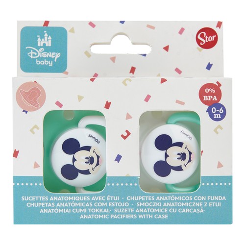 Lote de 2 chupetes para bebés entre 0 y 6 meses, MICKEY MOUSE.