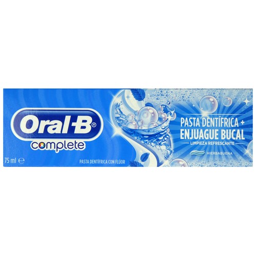 ORAL B Complete Pasta de dientes con enjuague bucal, con sabor a hierbabuena y efecto refrescante 75 ml.