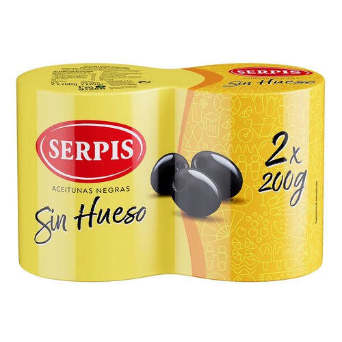 SERPIS Aceitunas negras sin hueso lata 2 x 85 g.