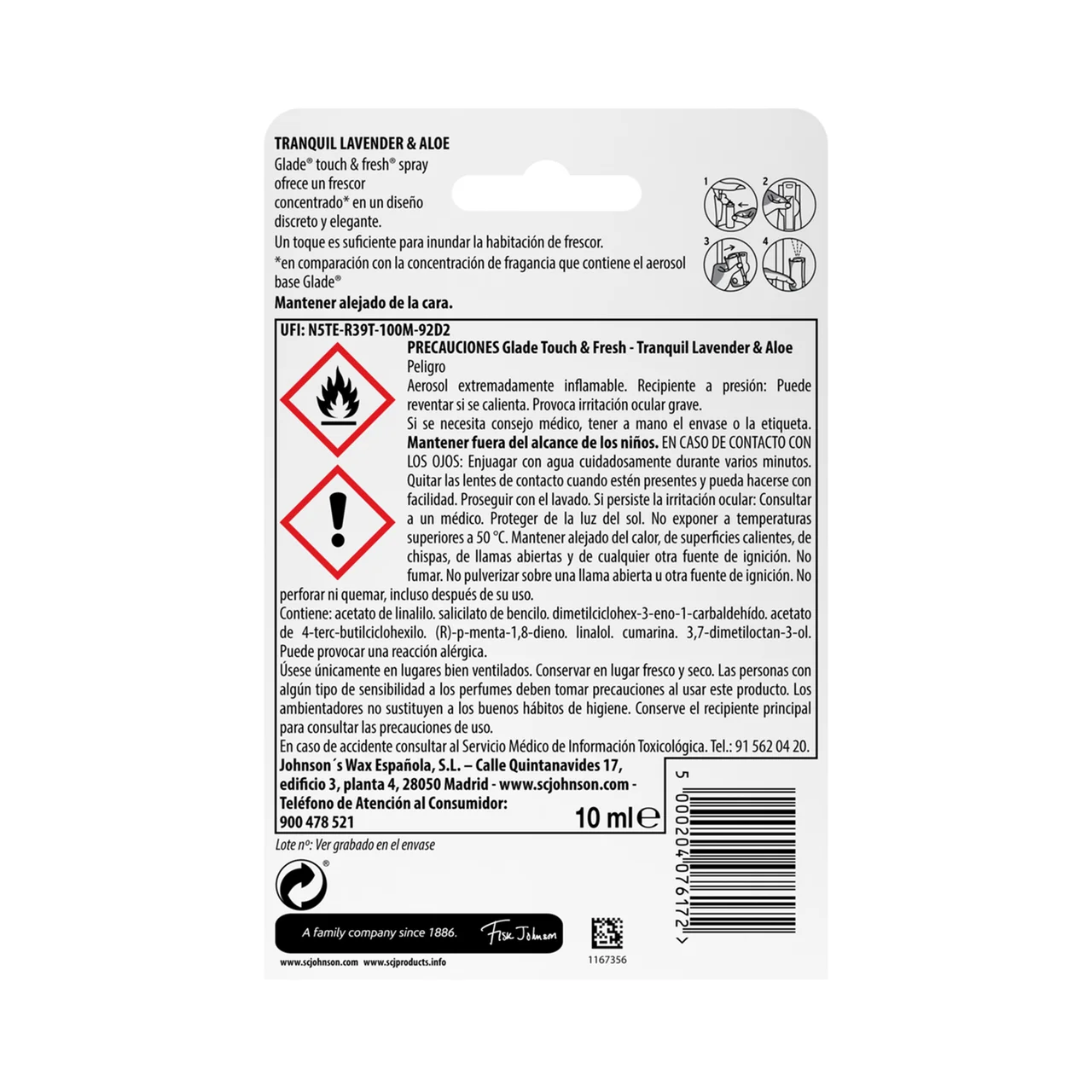 Ambientador aparato un toque con fragancia a lavanda y aloe 10 ml.