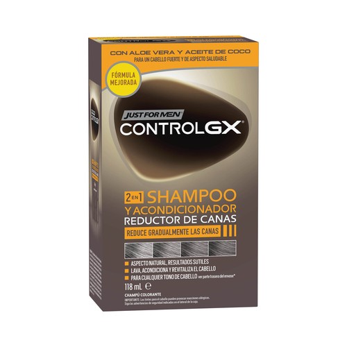 JUST FOR MEN Champú 2 en 1 (champú y acondicionador) reductor de canas JUST FOR MEN Control gx 118 ml.