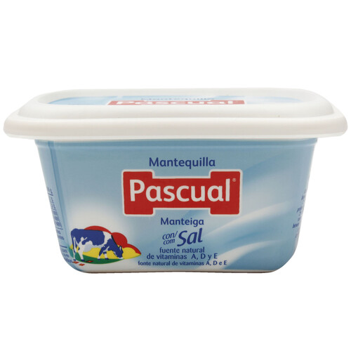 PASCUAL Tarrina de mantequilla con sal PASCUAL 250 g.