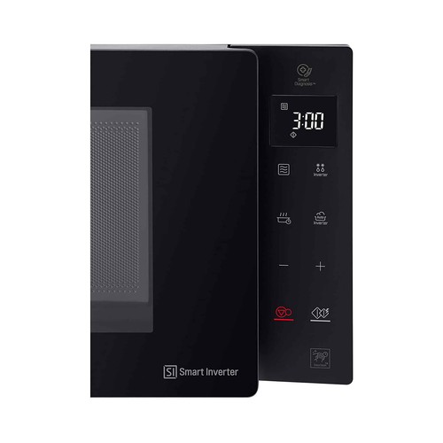 Microondas con grill LG MH6535GIB, color negro, Smart Inverter, capacidad 25L, potencia: 1000W, Grill: 900W.