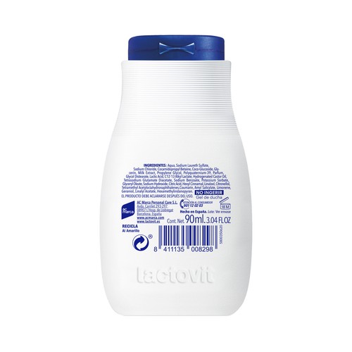 LACTOVIT Nutritivo Gel de baño o ducha para pieles normales a secas 90 ml.