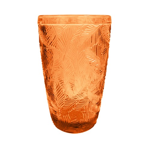 Vaso vidrio relieve 35 cl color naranja. ACTUEL