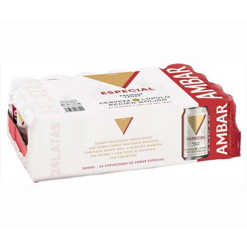 AMBAR ESPECIAL  Cerveza especial premium pack 24 latas de 33 cl.