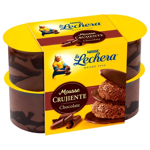 LA LECHERA Mousse crujiente de chocolate de Nestlé 4 x 57 g.