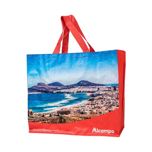 Bolsa de rafia reutilizable diseño doble Gran Canaria, ALCAMPO.