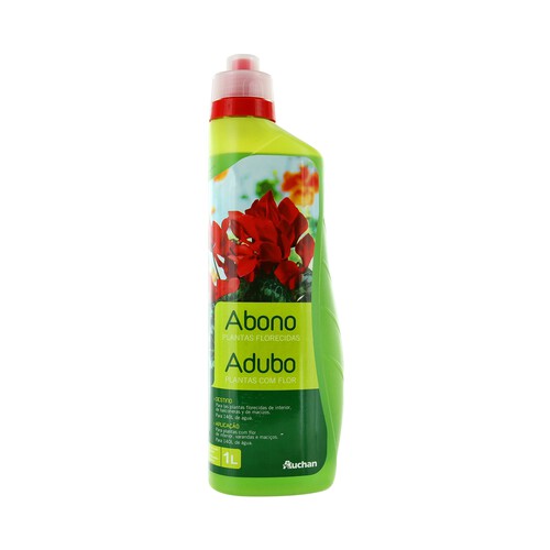Botella de 1 litro de abono líquido especial planta florecidas PRODUCTO ALCAMPO.
