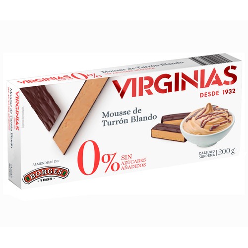 VIRGINIAS Turrón blando de mousse sin azúcares añadidos virginias 200 g.