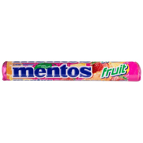 MENTOS Roll de caramelos masticables con zumo de frutas 3 x 38 g.