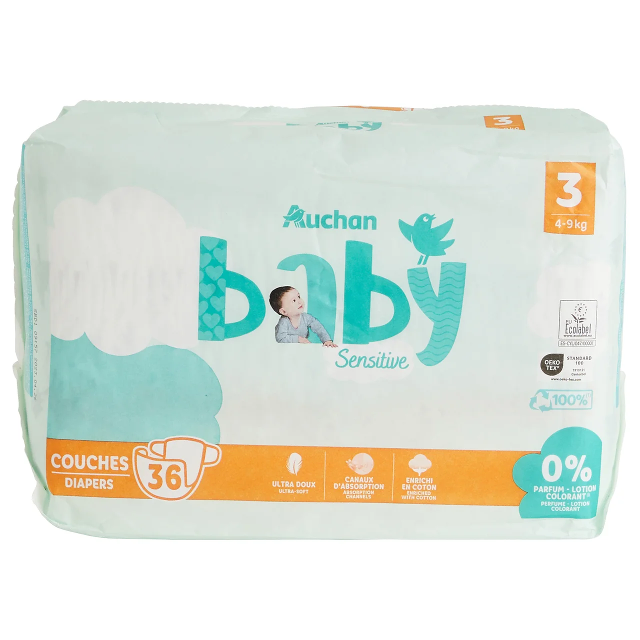 PRODUCTO ALCAMPO Baby sensitive Pañales talla 3 (4-9 kg) 36 uds.