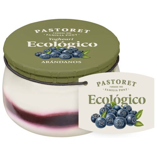 Yogurt de arándanos, ecológico PASTORET, 135 g.