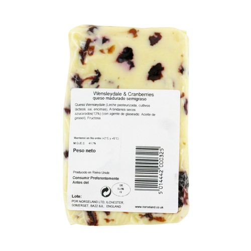 WENSLEYDALE Queso de vaca con arándanos WENSLEYDALE 150 g.