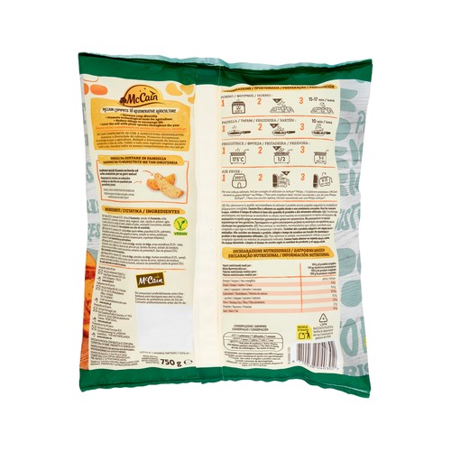 McCAIN Patatas cortadas en gajos con piel y finas hierbas, prefritas y congeladas McCAIN Mediterranean 750 g.