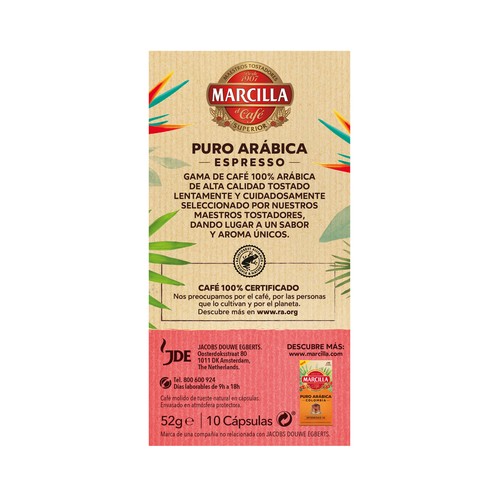 MARCILLA Espresso, Café en cápsulas intensidad 9, 10 uds.