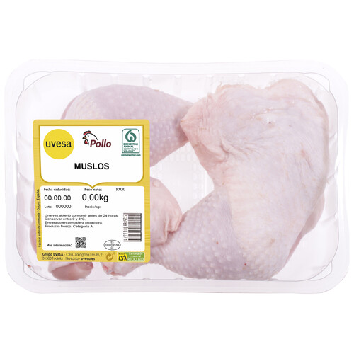 Muslos de pollo blanco con piel Bandeja