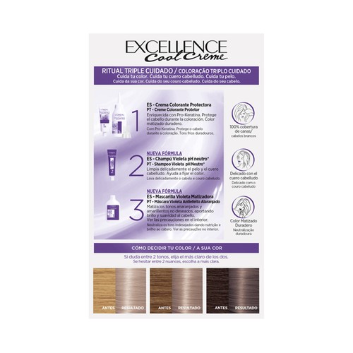 L´ORÉAL PARIS Excellence cool creme Tinte de pelo permanente tono 8.11 Rubio claro ceniza intenso.