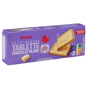 PRODUCTO ALCAMPO Galletas de mantequilla con tableta de chocolate blanco 150 g.