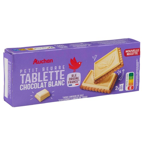 PRODUCTO ALCAMPO Galletas de mantequilla con tableta de chocolate blanco 150 g.