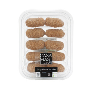 Imagen de CASA MAS Bandeja de croquetas de bacalao, listas para calentar y comer CASA MAS 280 g.
