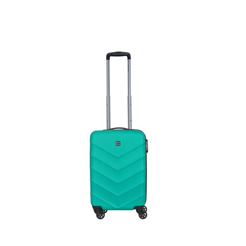 Maleta de cabina rígida de color verde turquesa de 55 cm y 4 ruedas ABS, AIRPORT ALCAMPO.