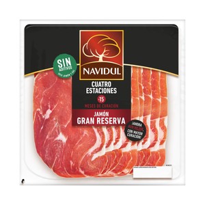 NAVIDUL Cuatro estaciones Jamón gran reserva (curación mínima de 15 meses), cortado en lonchas 124 g.