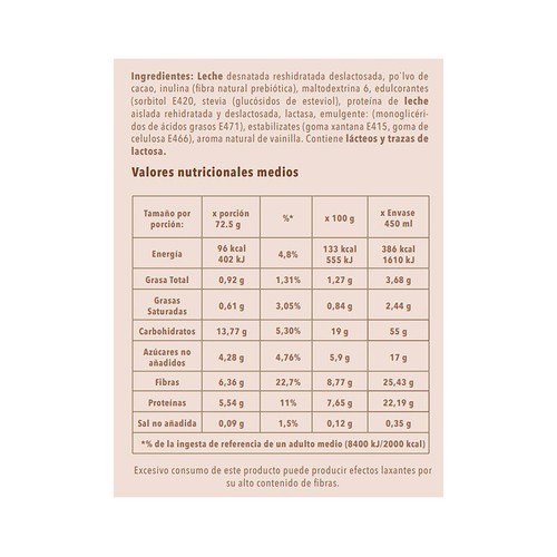 GELAFIT Tarrina de helado de chocolate, sin gluten y sin lactosa 450 ml.