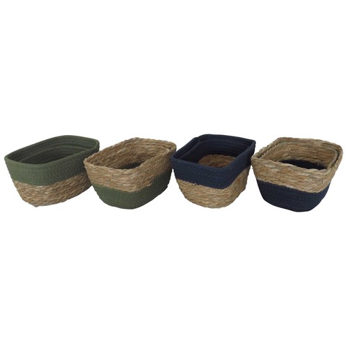 Set 2 cestas rectangulares, verde o azul. CAMILLO