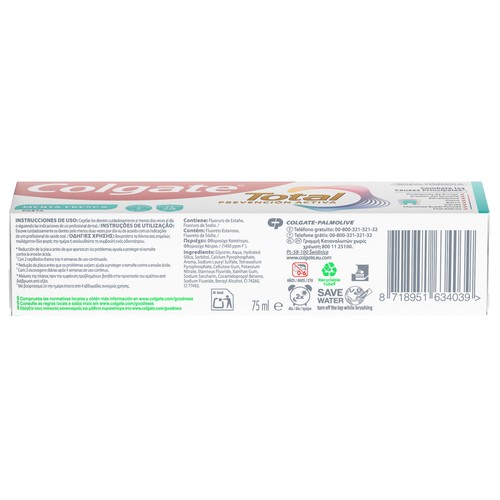 COLGATE Total prevención activa Pasta de dientes con sabor a menta fresca 75 ml.