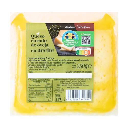 ALCAMPO CULTIVAMOS LO BUENO  Queso de oveja curado en aceite  250 g.