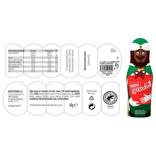 NESTLÉ Figurita de chocolate de los Reyes Magos Extrafino 40 g.