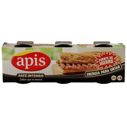 APIS Paté de hígado de cerdo de sabor intenso APIS pack de 3 latas de 80 gramos.