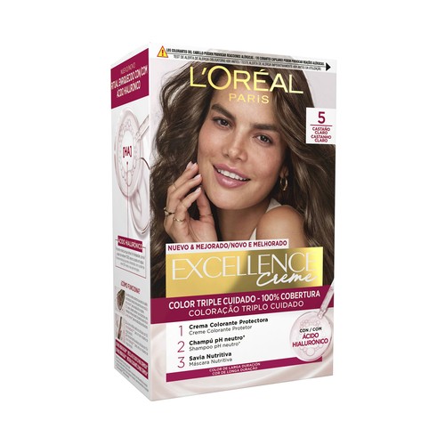 L´ORÉAL PARIS Excellence creme tono 5 castaño claro Tinte de pelo permanente de larga duración.
